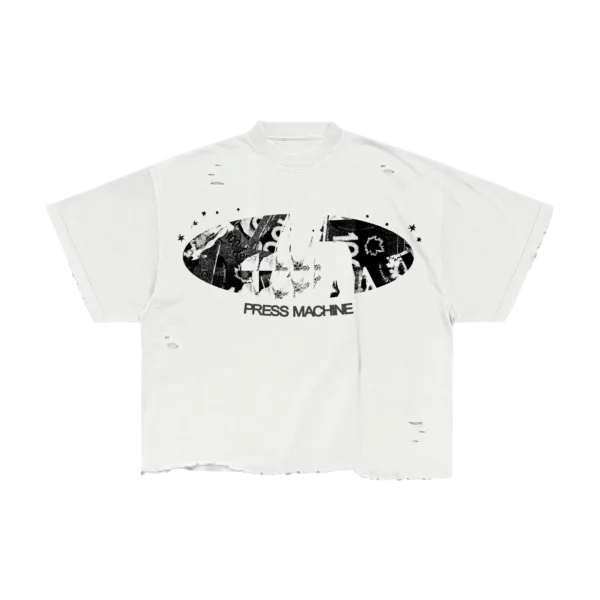 press machine radial t shirt : white