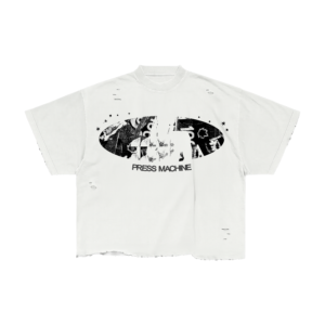 press machine radial t shirt : white